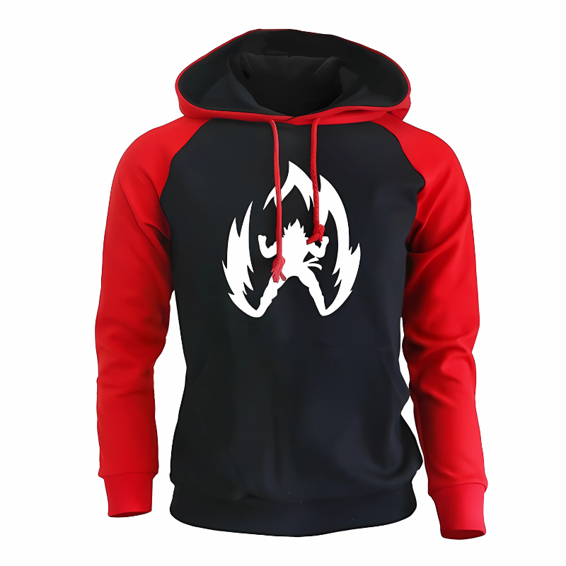 Portez l'énergie des Saiyans avec ce sweat à capuche dynamique bicolore, parfait pour les fans de Dragon Ball Z. Avec ses manches rouge vif et son torse noir profond, ce vêtement arbore un motif Saiyan blanc impressionnant en posture de puissance. Alliant style et confort, ce sweat est idéal pour les passionnés d'animé qui souhaitent se démarquer.