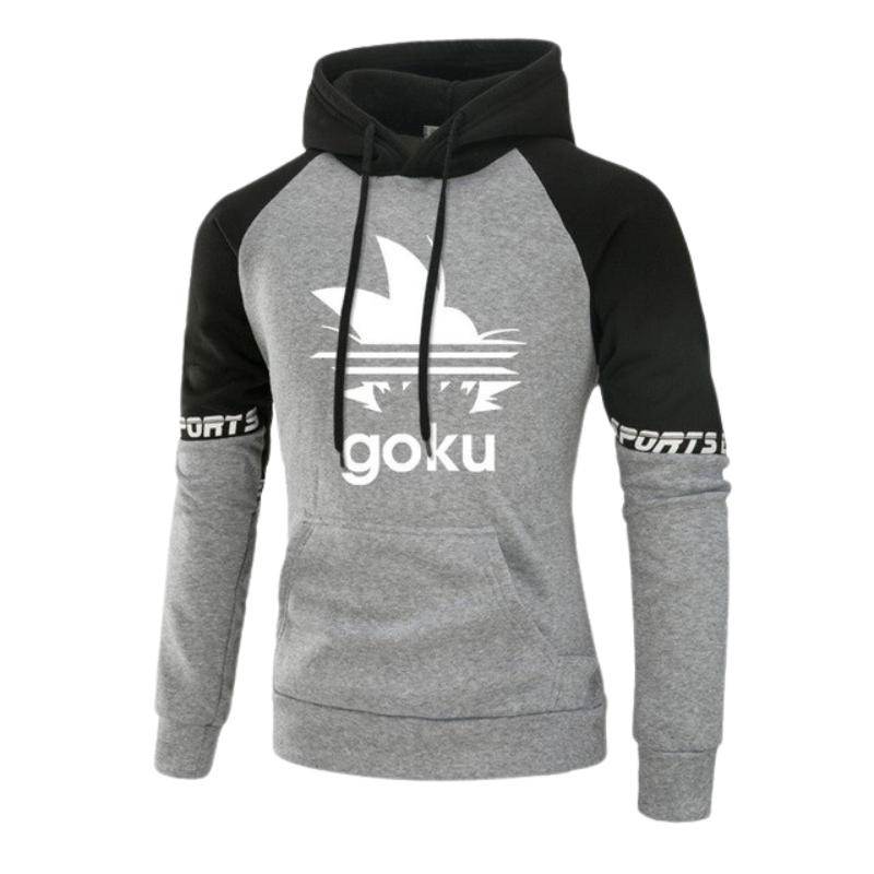 Adoptez un look casual et sportif avec ce sweat à capuche bicolore gris et noir "Goku Sports". Le design Super Saiyan en blanc sur la poitrine symbolise la puissance et l'énergie. Les manches noires arborent l'inscription "SPORTS" pour un style dynamique. Confortable et polyvalent, ce sweat est idéal pour les fans de Dragon Ball cherchant un vêtement à la fois tendance et inspirant. Parfait pour les activités quotidiennes, les sorties ou même vos sessions d'entraînement.