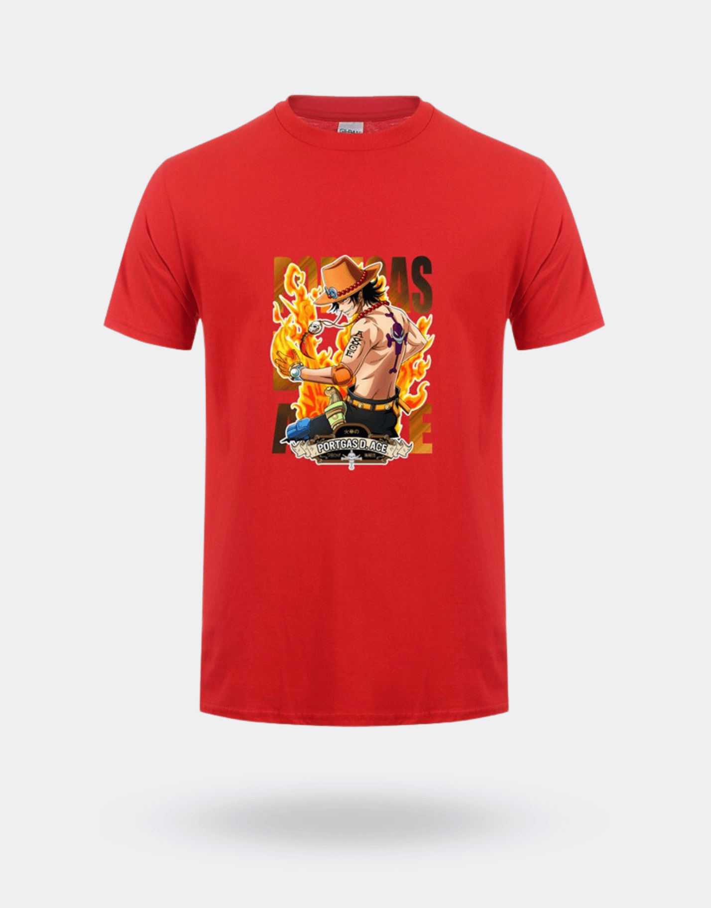 T-shirt One Piece Portgas D. Ace rouge