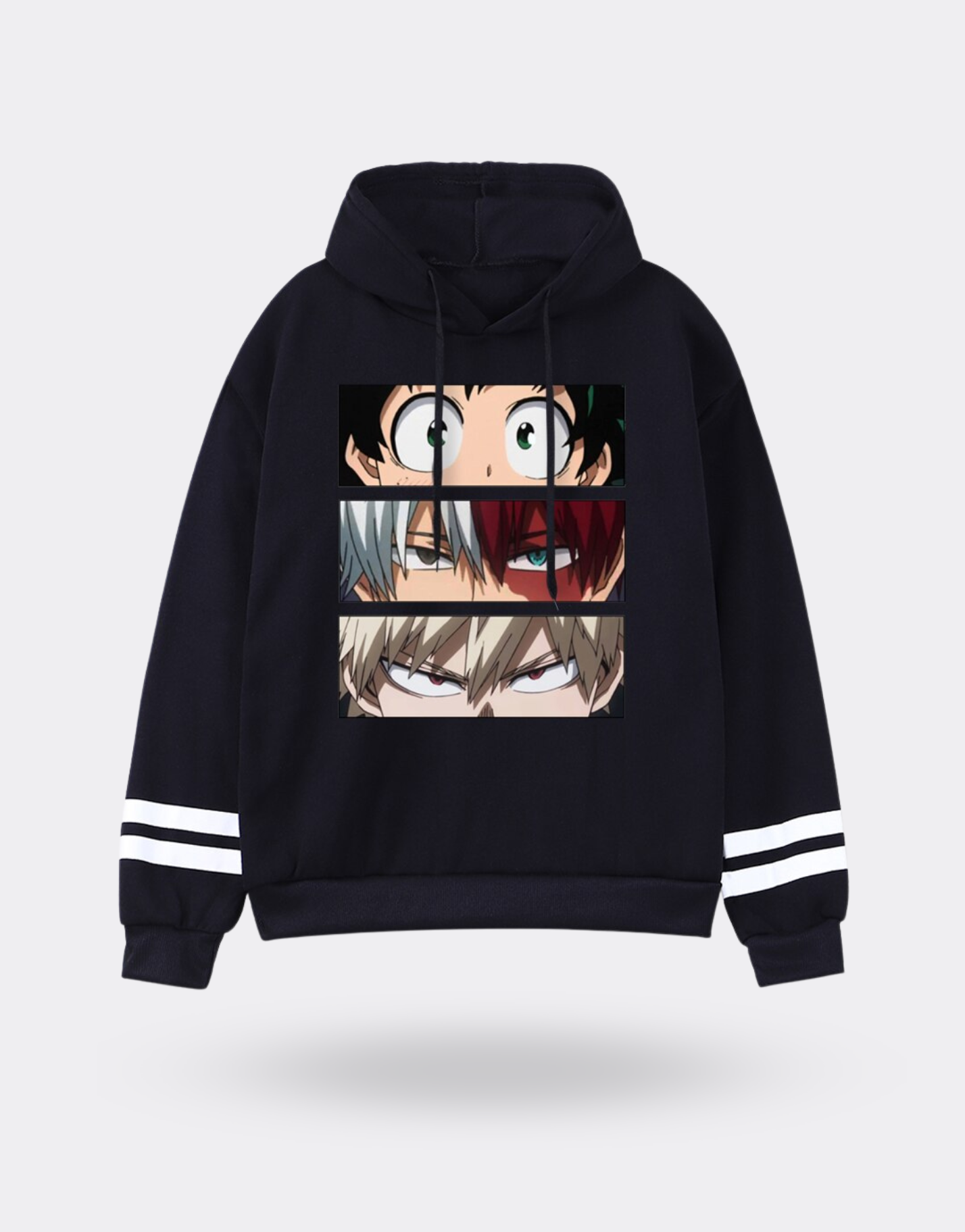 My Hero Academia sweatshirt Izuku x Shoto x Katsuki stripes black slee Vultech