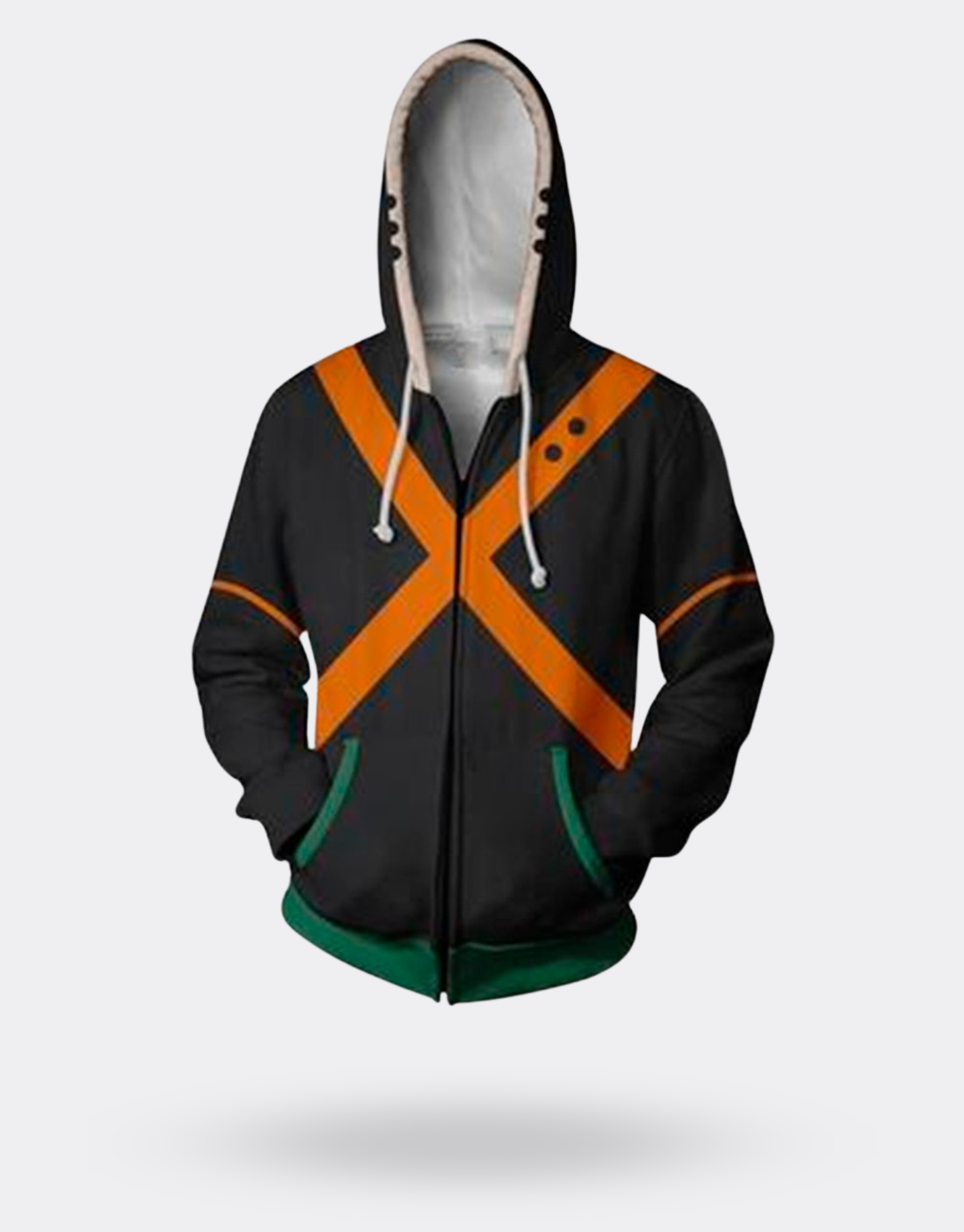 Sweat Zippé My Hero Academia Katsuki noir orange et vert