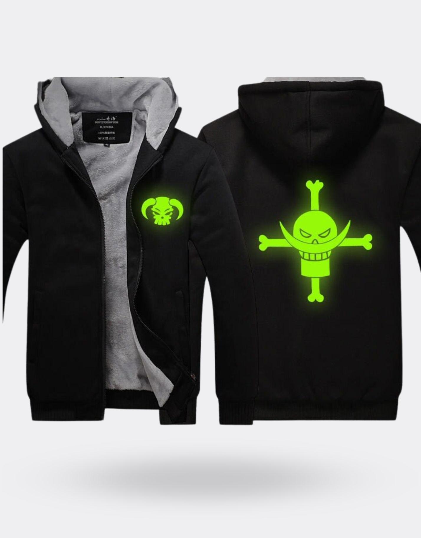 Sweat Zippé lumineux vert dans la nuit Barbe Blanche noir