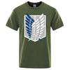 T-shirt Attaque des Titans imprimé logo bataillon d'exploration à l'avant
