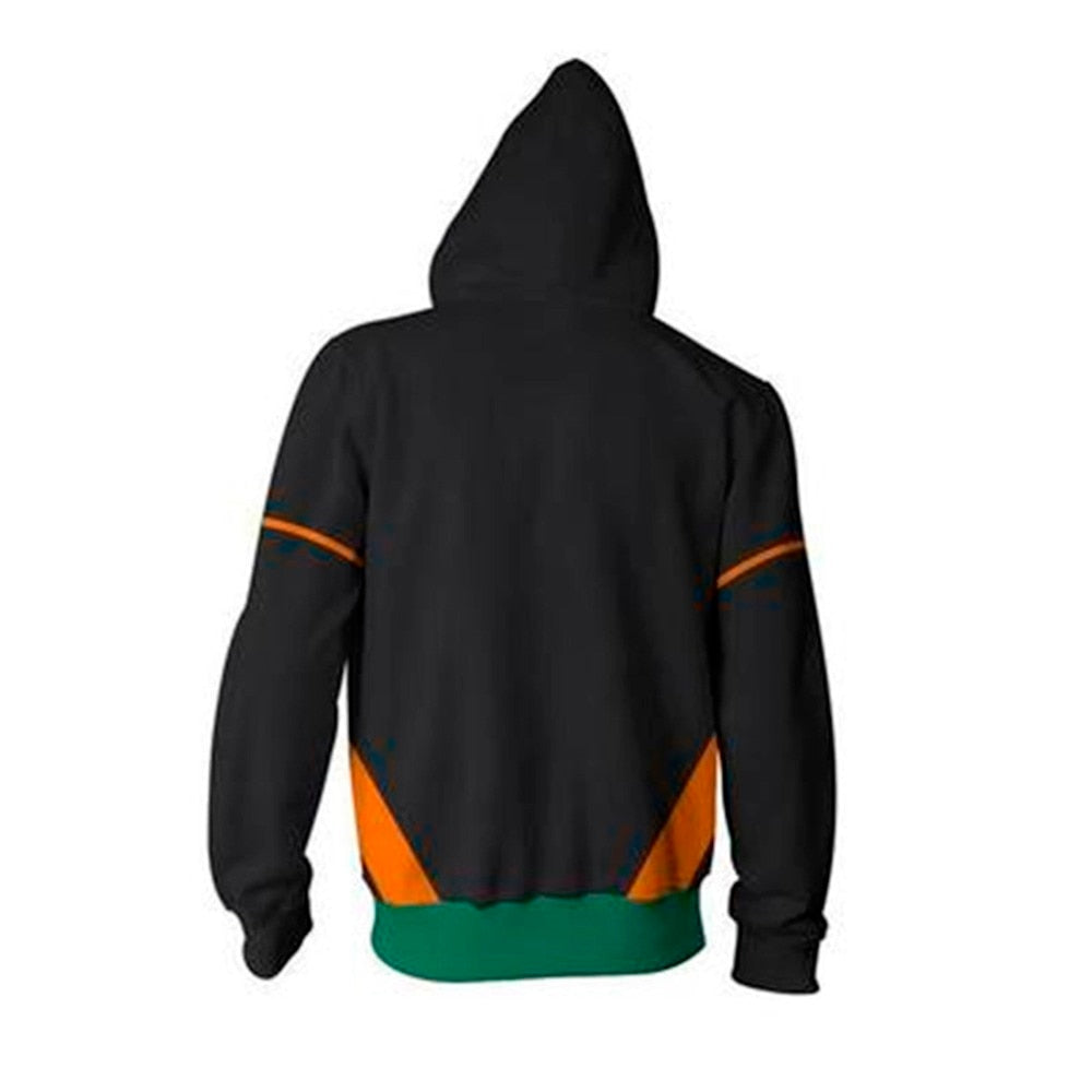 Sweat Zippé My Hero Academia Katsuki noir orange et vert