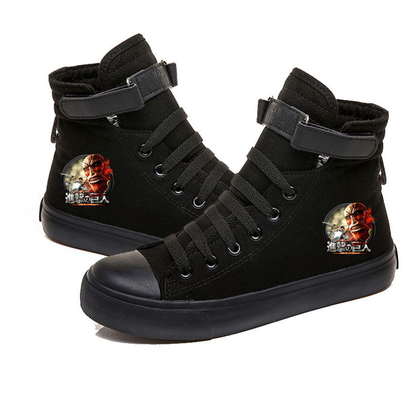Baskets montantes noires Attaque des Titans logo titan colossale