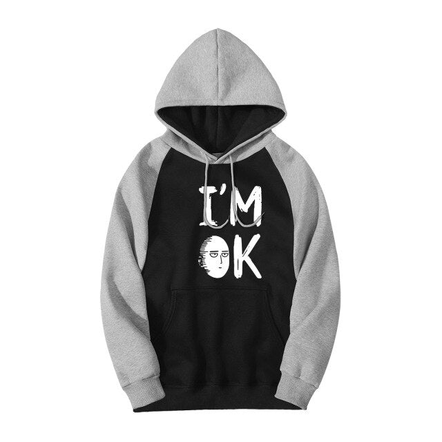 Sweat manga gris et noir i'm ok one punch
