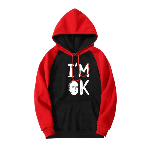 Sweat manga rouge et noir i'm ok one punch
