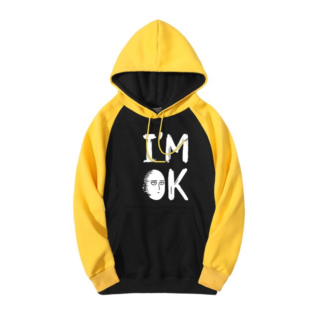 Sweat manga jaune et noir i'm ok one punch