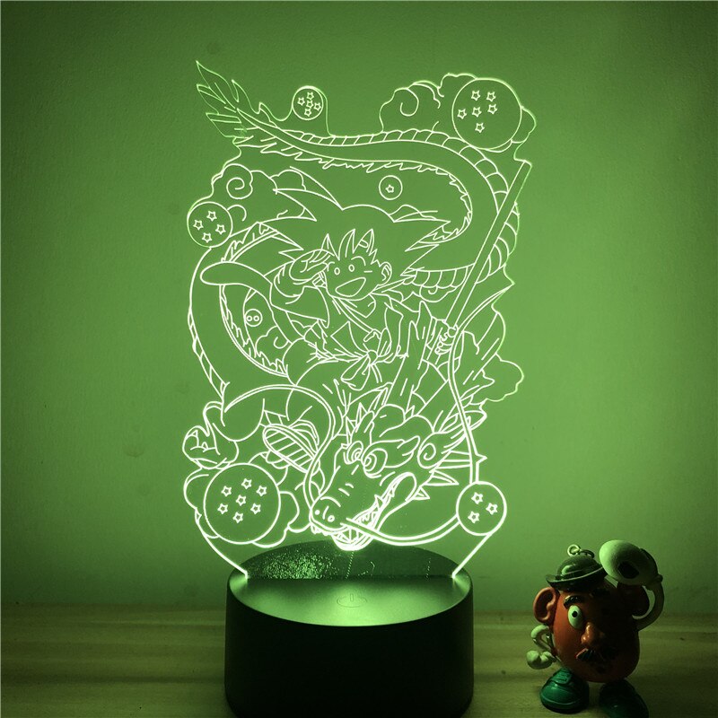 Lampe LED 3D Dragon ball Petit Goku et Shenron