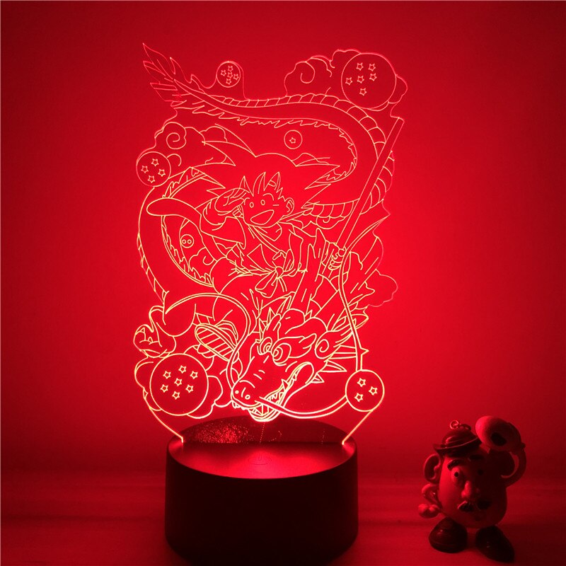 Lampe LED 3D Dragon ball Petit Goku et Shenron