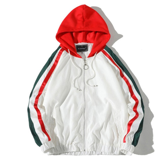 Veste coupe vent Streetwear blanc vue de face