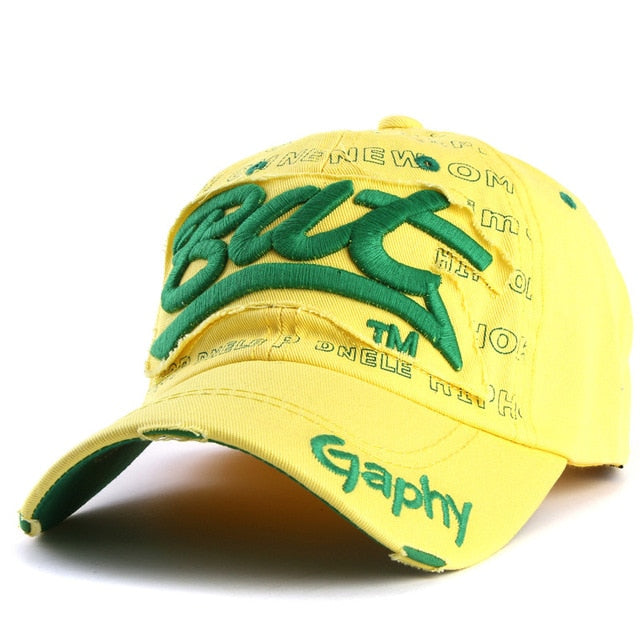 Casquette homme pas cher jaune noir vue de profil