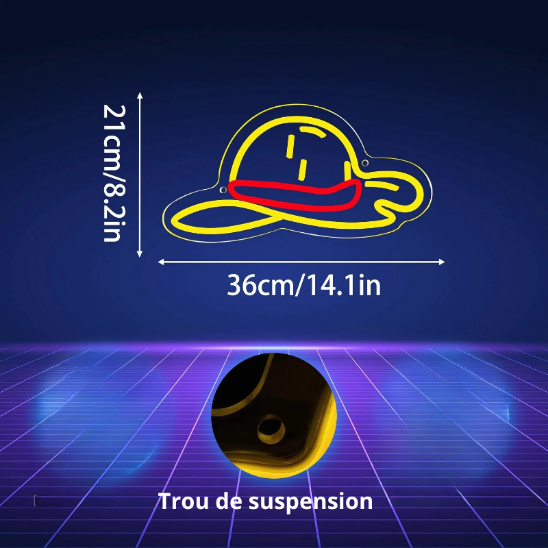 Néon LED One Piece Chapeau de Paille