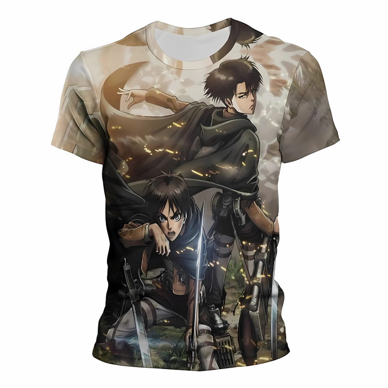 T-shirt Attaque des Titans Eren et Levi en Action