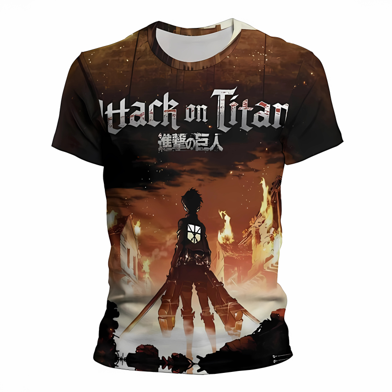 T-shirt Attaque des Titans Eren Jaeger en Flamme