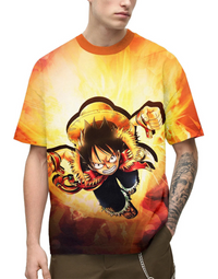 One Piece manga t-shirt Luffy attacks