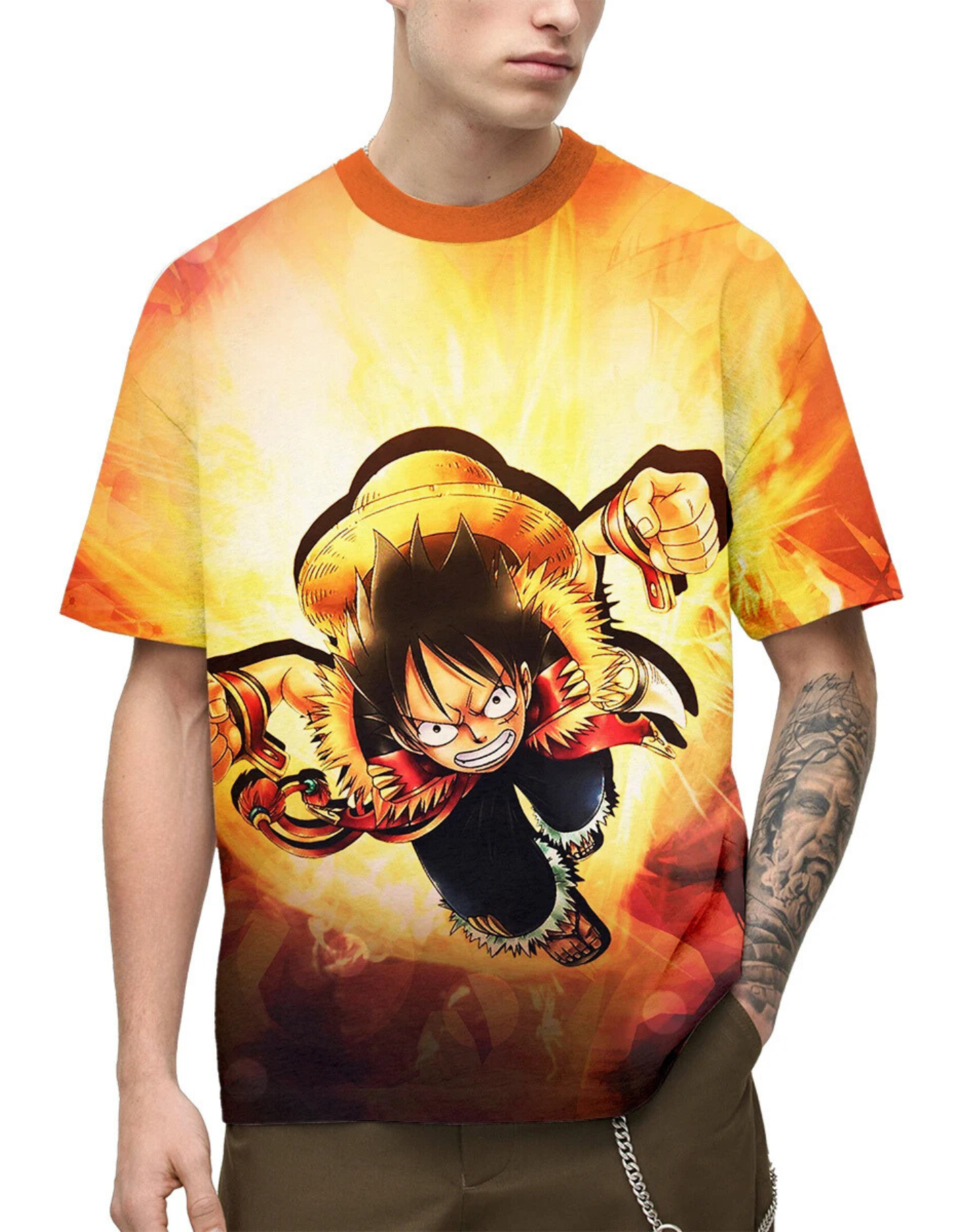 T-shirt manga One Piece Luffy attaque