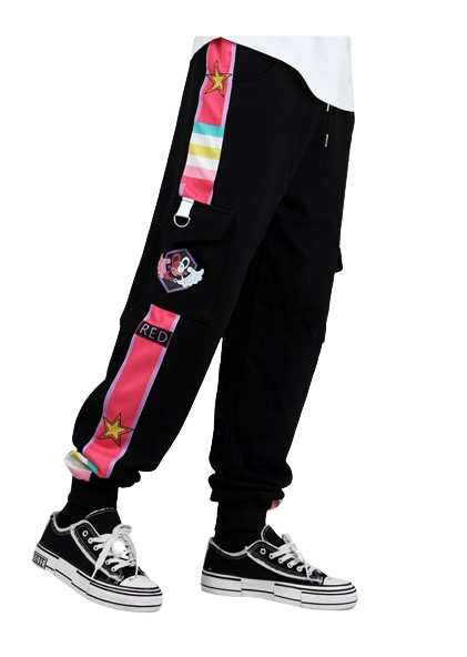 Black and Multicolor One Piece Jogging Pants