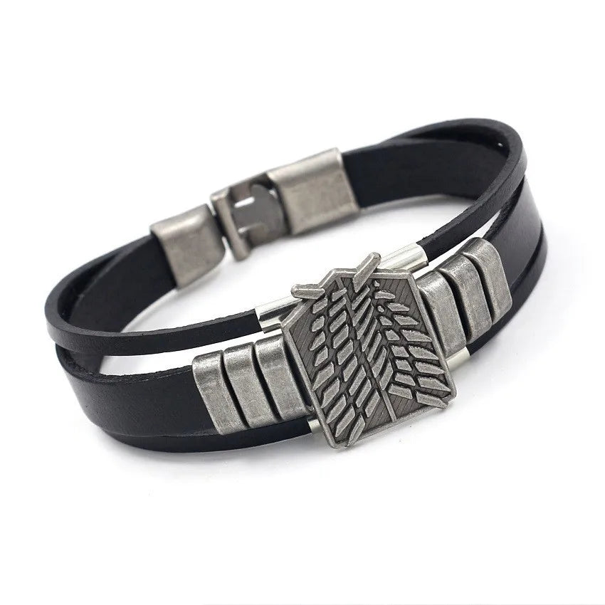 Bracelet en Cuir et L'attaque des Titans Métallique