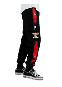 One Piece Pirate King Black and Red Jogging Pants