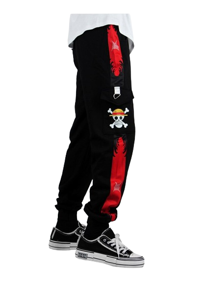 One Piece Pirate King Black and Red Jogging Pants