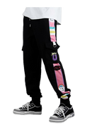 Black and Multicolor One Piece Jogging Pants