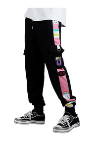 Black and Multicolor One Piece Jogging Pants