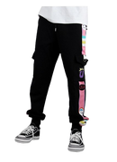 Black and Multicolor One Piece Jogging Pants