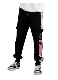 Black and Multicolor One Piece Jogging Pants