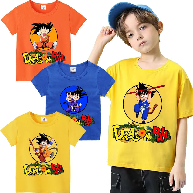T-shirt DBZ enfant Goku bâton
