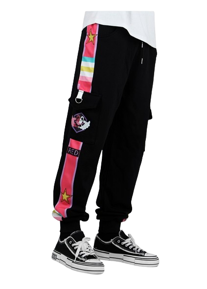 Black and Multicolor One Piece Jogging Pants