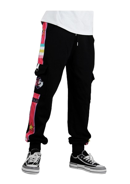 Black and Multicolor One Piece Jogging Pants