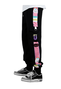 Black and Multicolor One Piece Jogging Pants