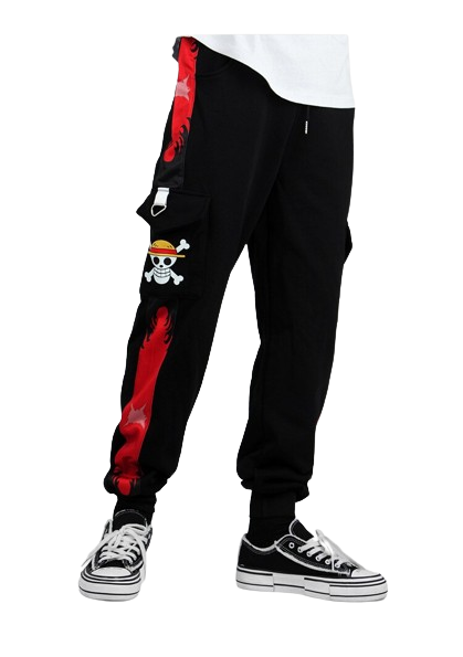 One Piece Pirate King Black and Red Jogging Pants