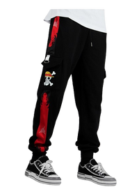 One Piece Pirate King Black and Red Jogging Pants