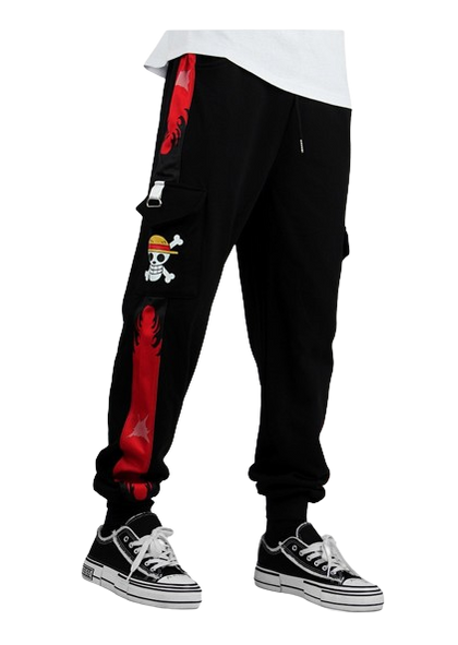 One Piece Pirate King Black and Red Jogging Pants