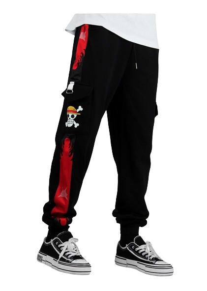 One Piece Pirate King Black and Red Jogging Pants