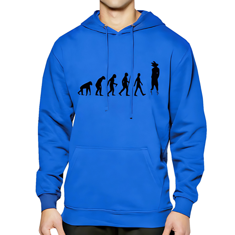Sweat à capuche avec l'illustration de l'évolution du Saiyan de Dragon Ball Z, offrant un design vibrant et moderne pour les fans de l'anime.