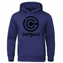 Sweat à capuche bleu marine avec le logo Capsule Corp en noir, emblématique de l’univers Dragon Ball Z. Idéal pour les fans de manga et d’anime, ce vêtement offre un style unique et un confort parfait, inspiré par la célèbre entreprise de Bulma.