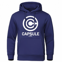Sweat à capuche bleu marine avec le logo Capsule Corp en blanc, tiré de l’univers Dragon Ball Z. Ce vêtement stylé et confortable est parfait pour les passionnés de manga et d’anime, mettant en valeur l’emblématique entreprise de Bulma.
