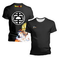 T-shirt Dragon Ball Z Goku noir avec une impression vive et durable, conçu en tissu respirant à séchage rapide pour un confort exceptionnel, parfait pour les amateurs de manga et d'activités sportives.