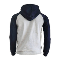 Dos du sweat à capuche avec un corps gris clair et des manches noires. Le design épuré met en avant une coupe classique et un tissu de qualité, parfait pour un look casual et confortable.