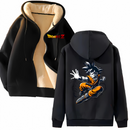 Veste à capuche Dragon Ball Z Goku noire ultra-chaude doublée polaire hiver homme manga Kamehameha.

