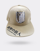 Attack on Titan flat cap with Chinese writing on the front beige