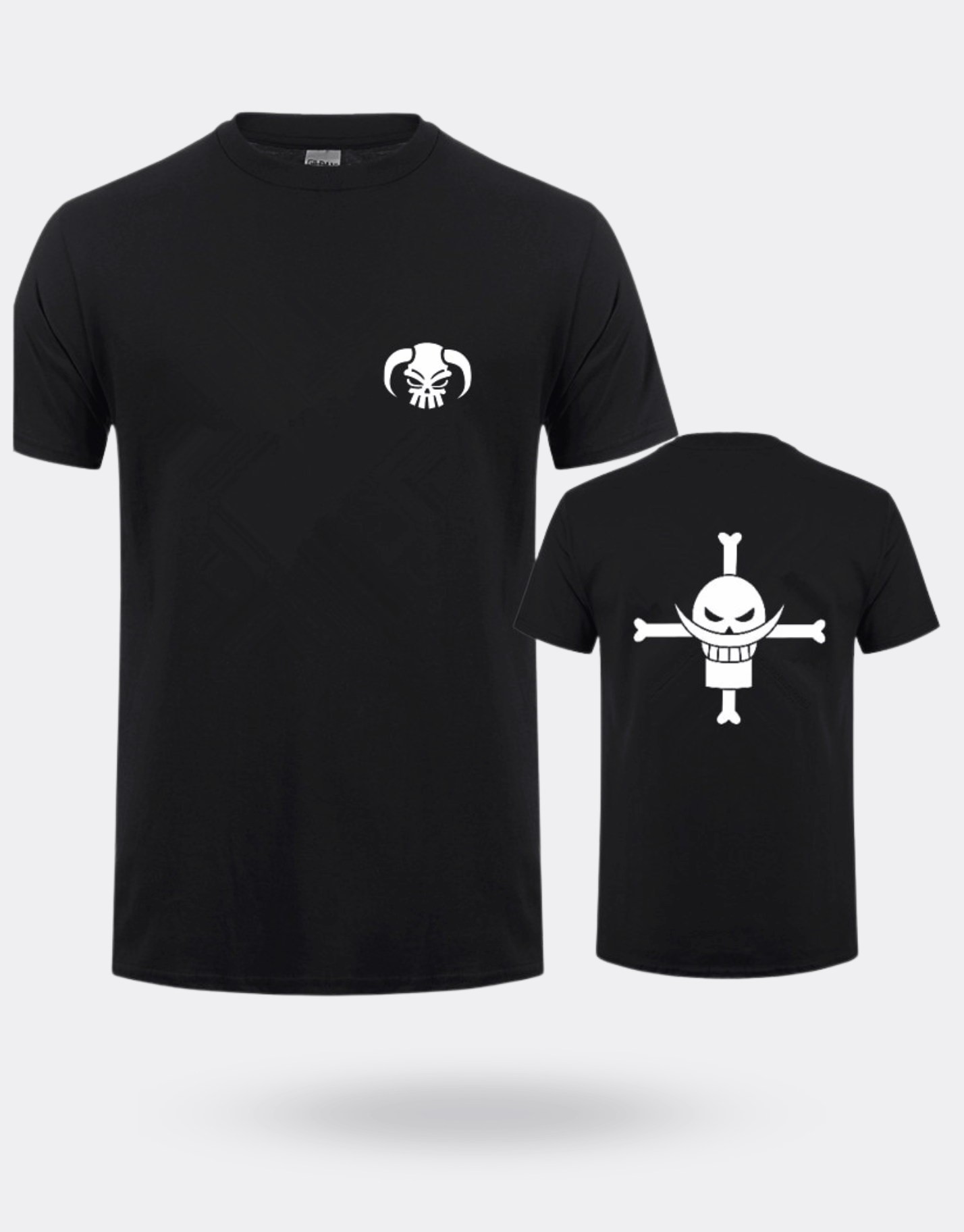 T-shirt One Piece logo pirate noir et blanc
