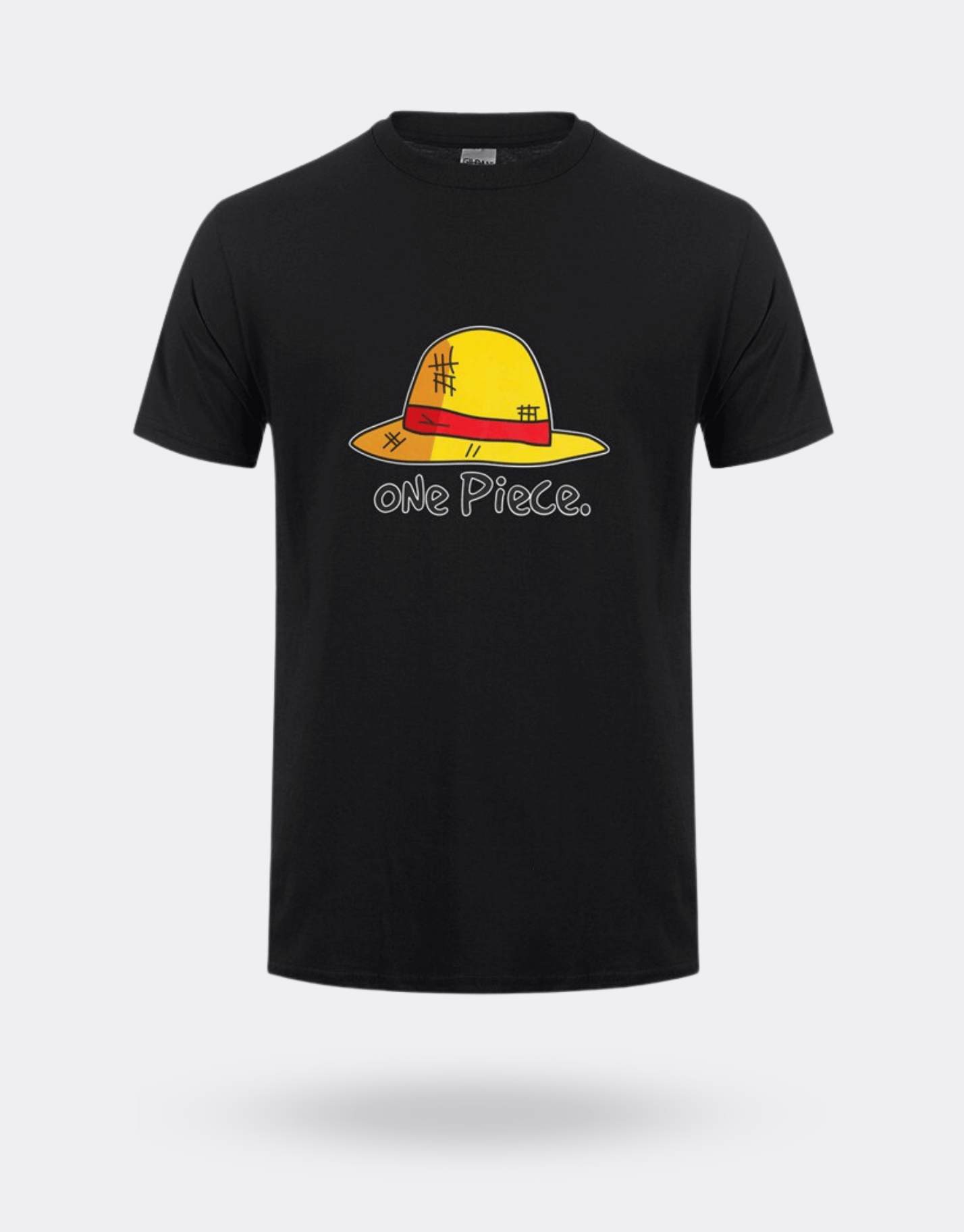 T-shirt One Piece logo chapeau jaune et noir
