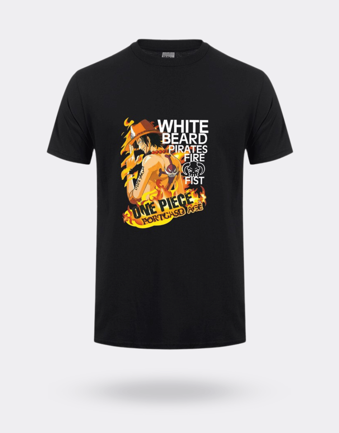 T-shirt One Piece Portgas D. Ace noir