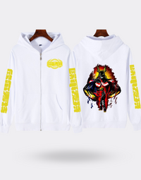 My Hero Academia All Might Zip Sweatshirt with White and Yellow Back and Arm Print