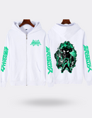 My Hero Academia Izuku Zip Sweatshirt with White and Green Back and Arm Print