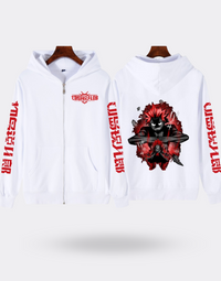 Sweat Zippé My Hero Academia Eijiro impression dos et bras blanc et rouge